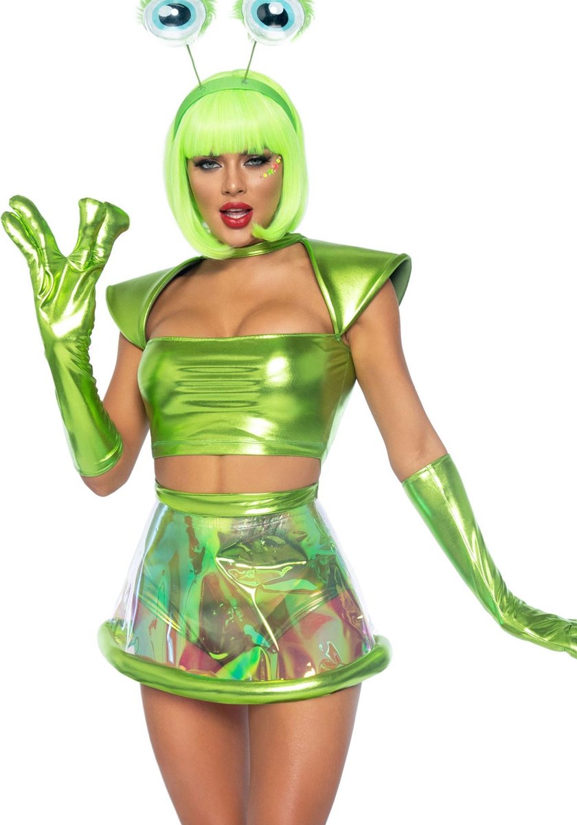 Alien Kostuum | Groene Alien Op Verkenning | Vrouw | XS | Halloween | Verkleedkleding